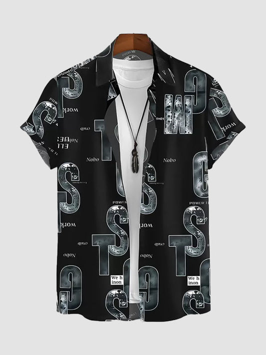 GST printed Black Color Half Sleeves Cotton Shirt for Mens