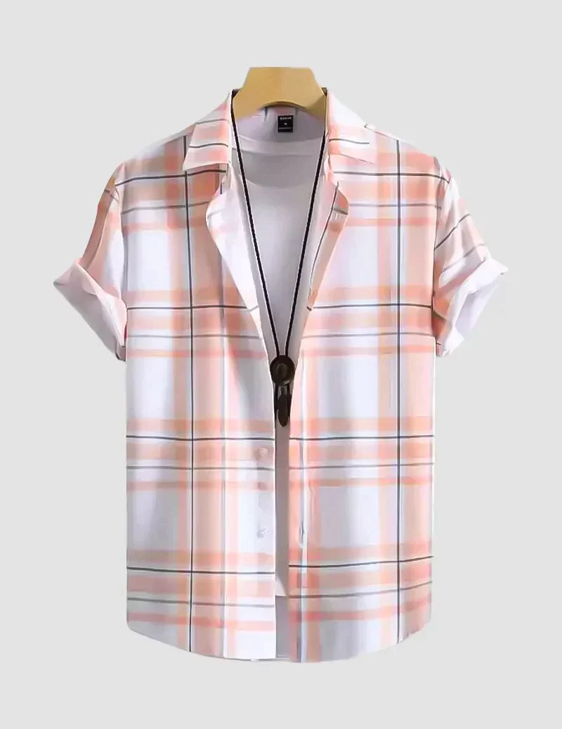 Orange and White Design Beach and casual Multicolor Printed Shirt Cotton Material Half Sleeves Mens stylian.in