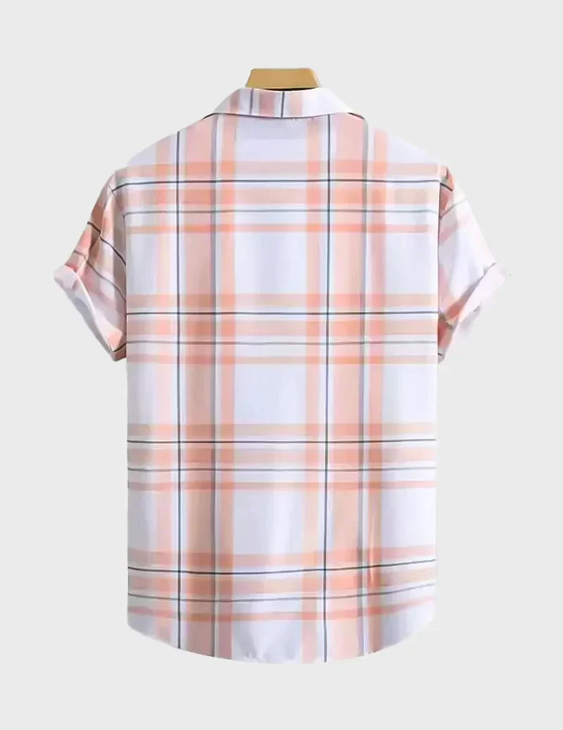 Orange and White Design Beach and casual Multicolor Printed Shirt Cotton Material Half Sleeves Mens stylian.in