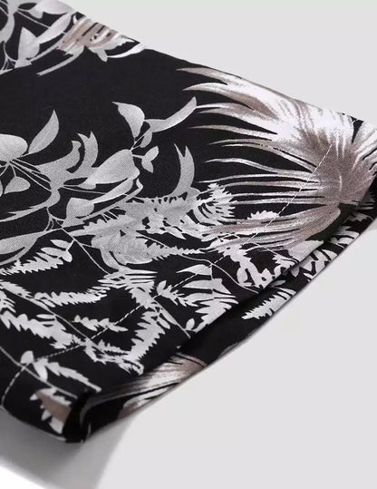 Feather Printed Black and White Color Beach Mens Cotton Shirt Half Sleeves Available only in stylian.in