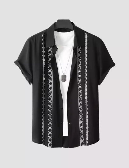 BLACK MHENDI  Design Mens Half Sleeves Cotton Shirts