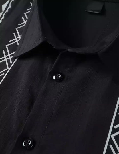 BLACK MHENDI  Design Mens Half Sleeves Cotton Shirts