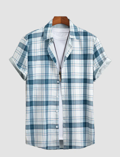 Checks Printed Half Sleeves Cotton Material Mens Shirt