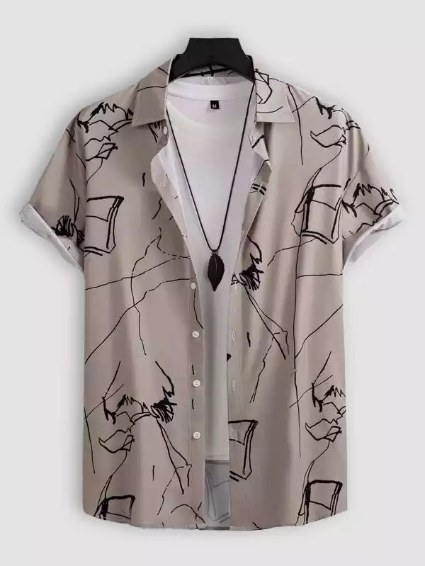 Blue and Gray Cheese Design Beach and casual Multicolor Printed Shirt Cotton Material Half Sleeves Mens stylian.in