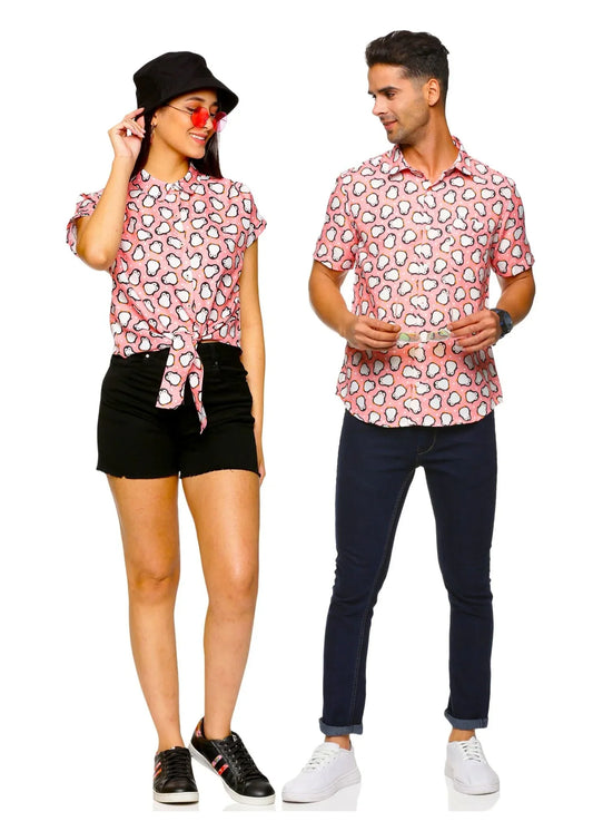 Multicolor Mandala Pattern Couple Matching Shirt and Dress