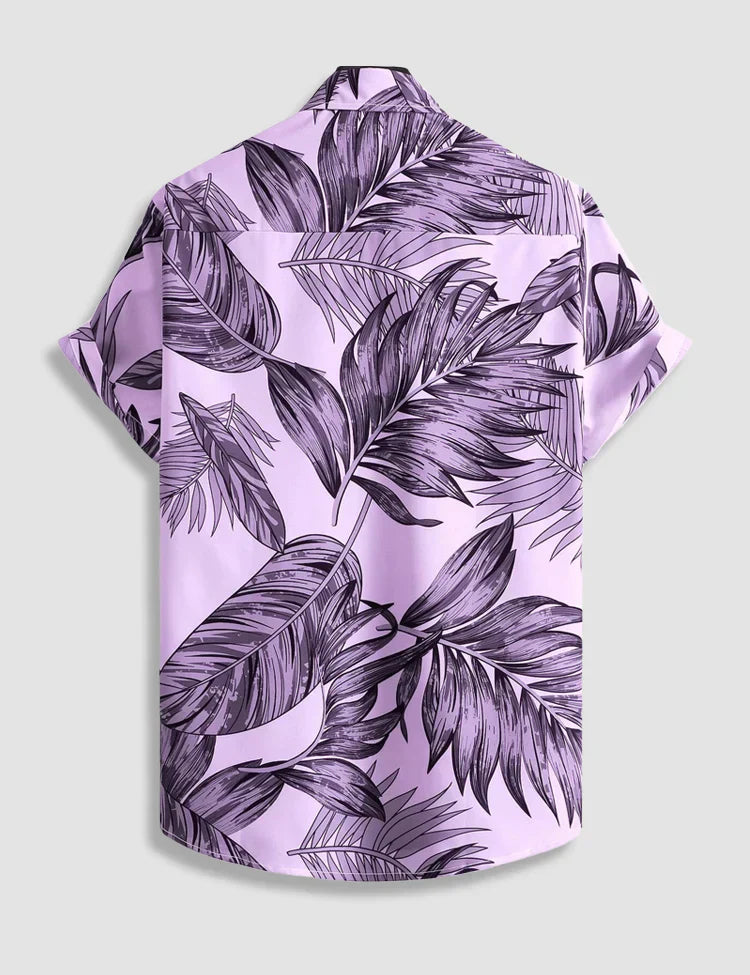 Leaves Pattern Digital Printed Half Sleeves Cotton Material Mens Shirt