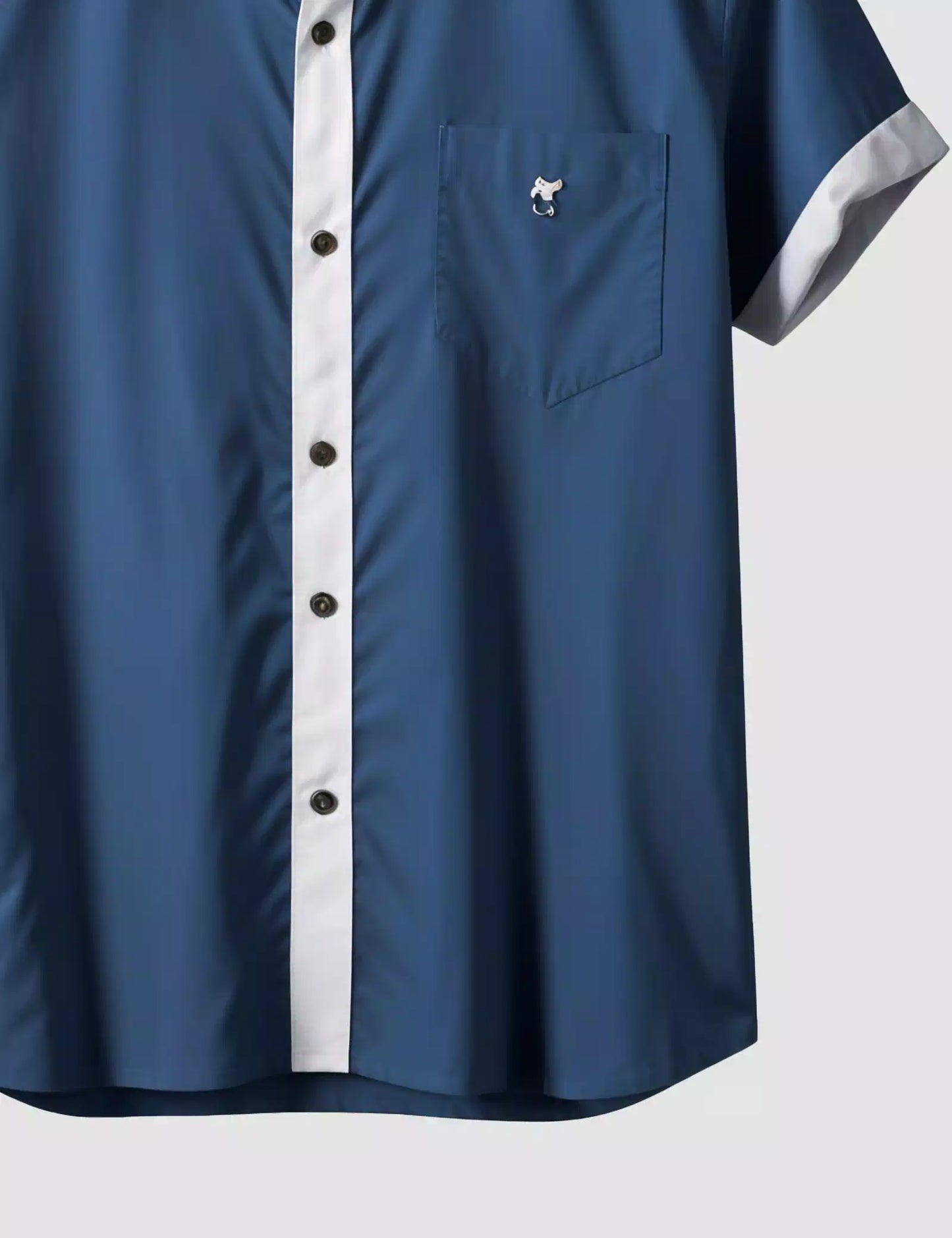 Blue White Patti Printed Men's Half Sleeves Cotton Exclusively Available Luxury Shirt