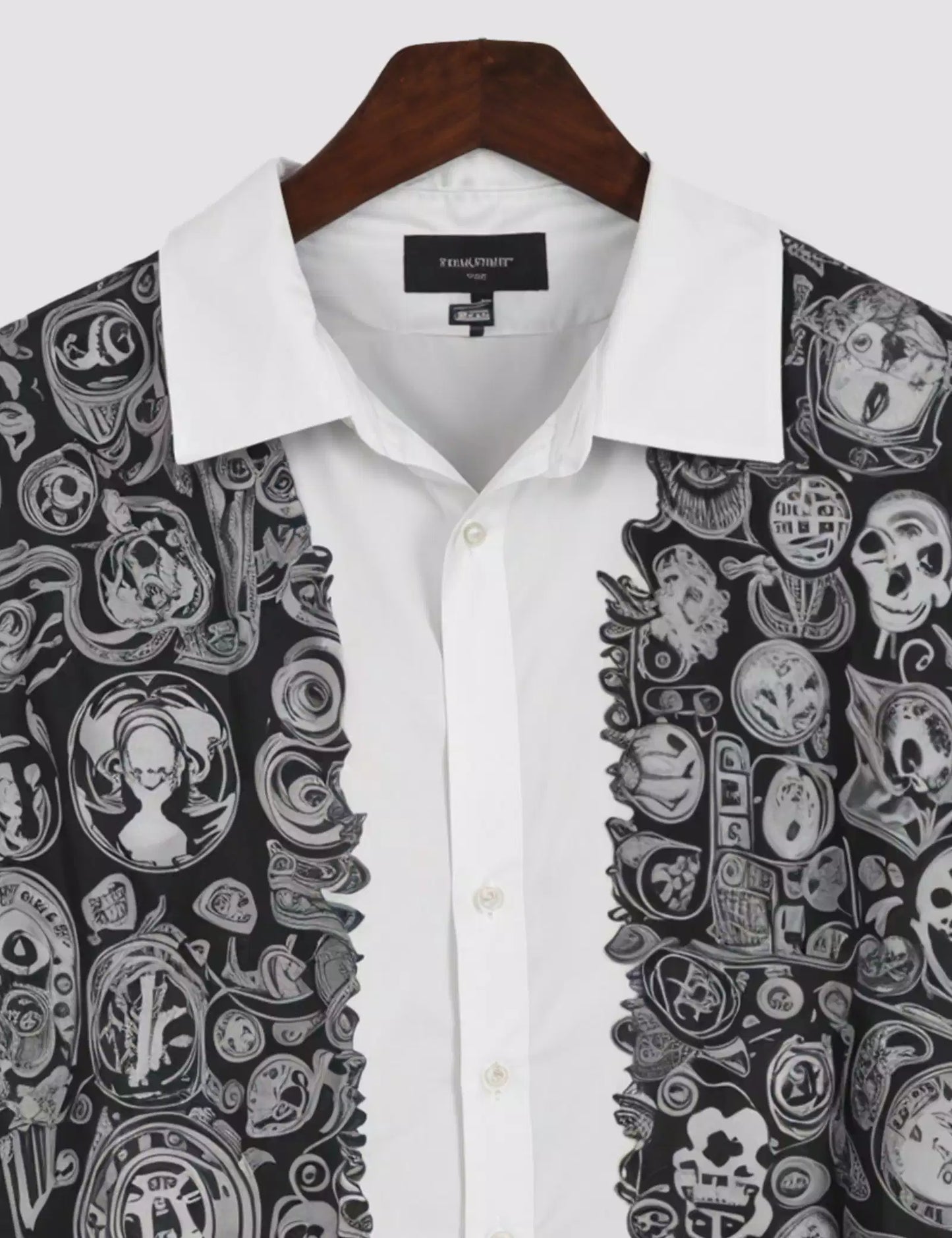 Dark Grey Devils Printed Men's Half Sleeves Cotton Exclusively Available Luxury Shirt