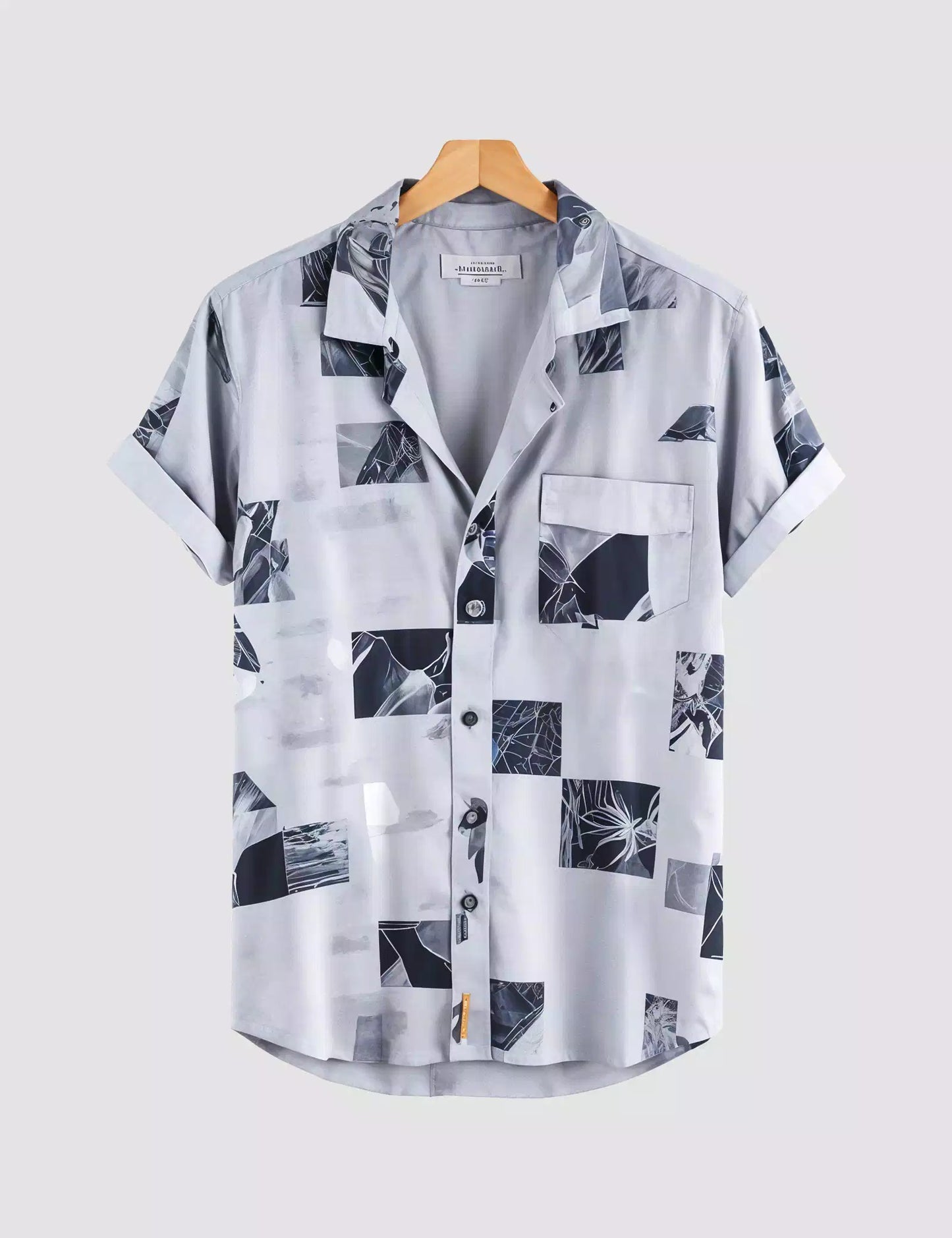 Tiles Patchwork Printed Men's Half Sleeves Cotton Exclusively Available Luxury Shirt