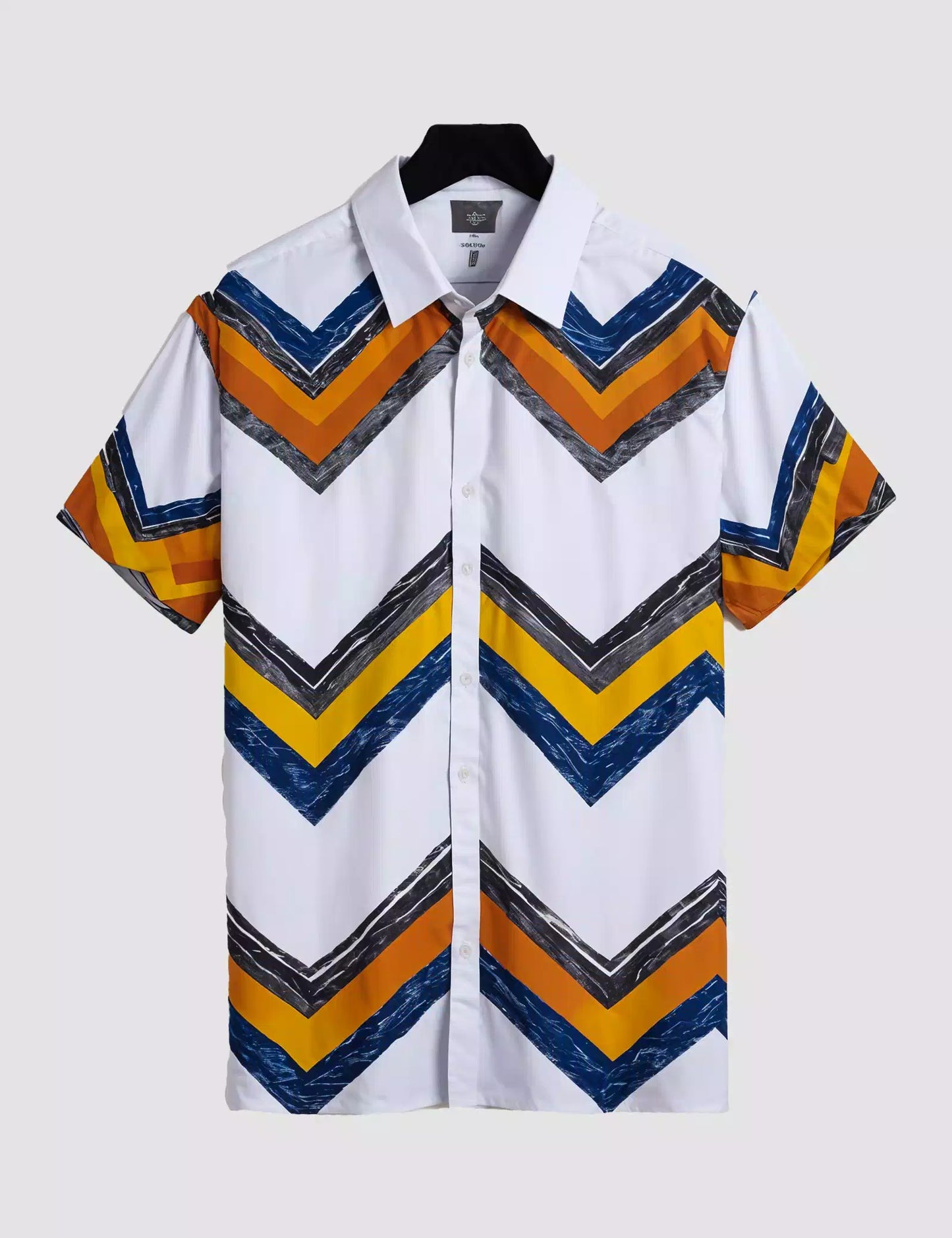 White Wave Printed Men's Half Sleeves Cotton Exclusively Available Luxury Shirt