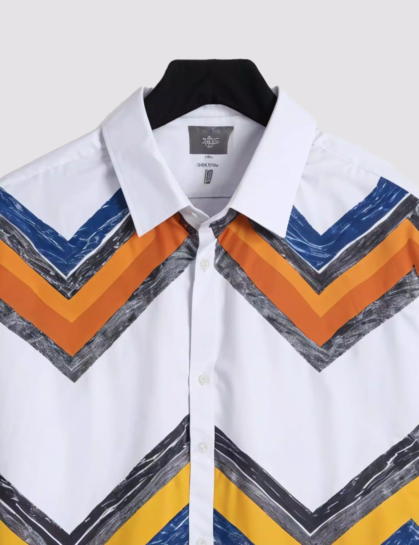 White Wave Printed Men's Half Sleeves Cotton Exclusively Available Luxury Shirt