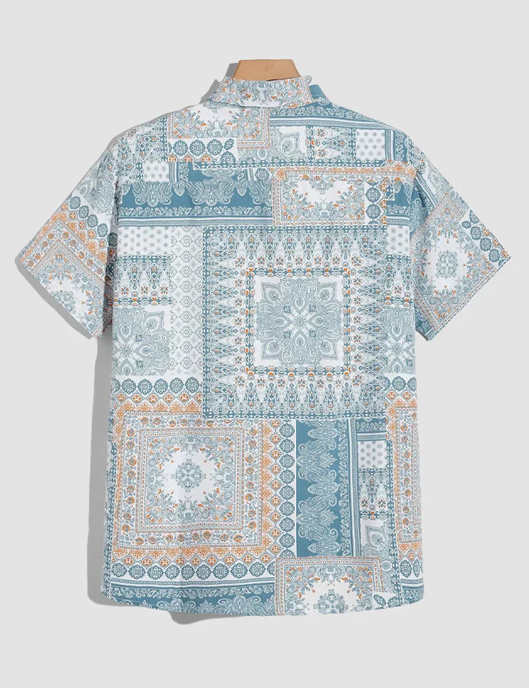 Mandala Digital Printed Half Sleeves Cotton Material Mens Shirt