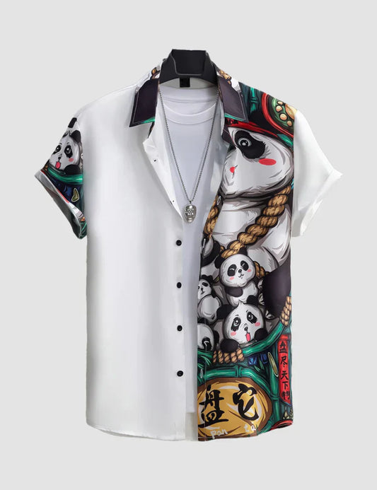 Panda Digital Printed Half Sleeves Cotton Material Mens Shirt