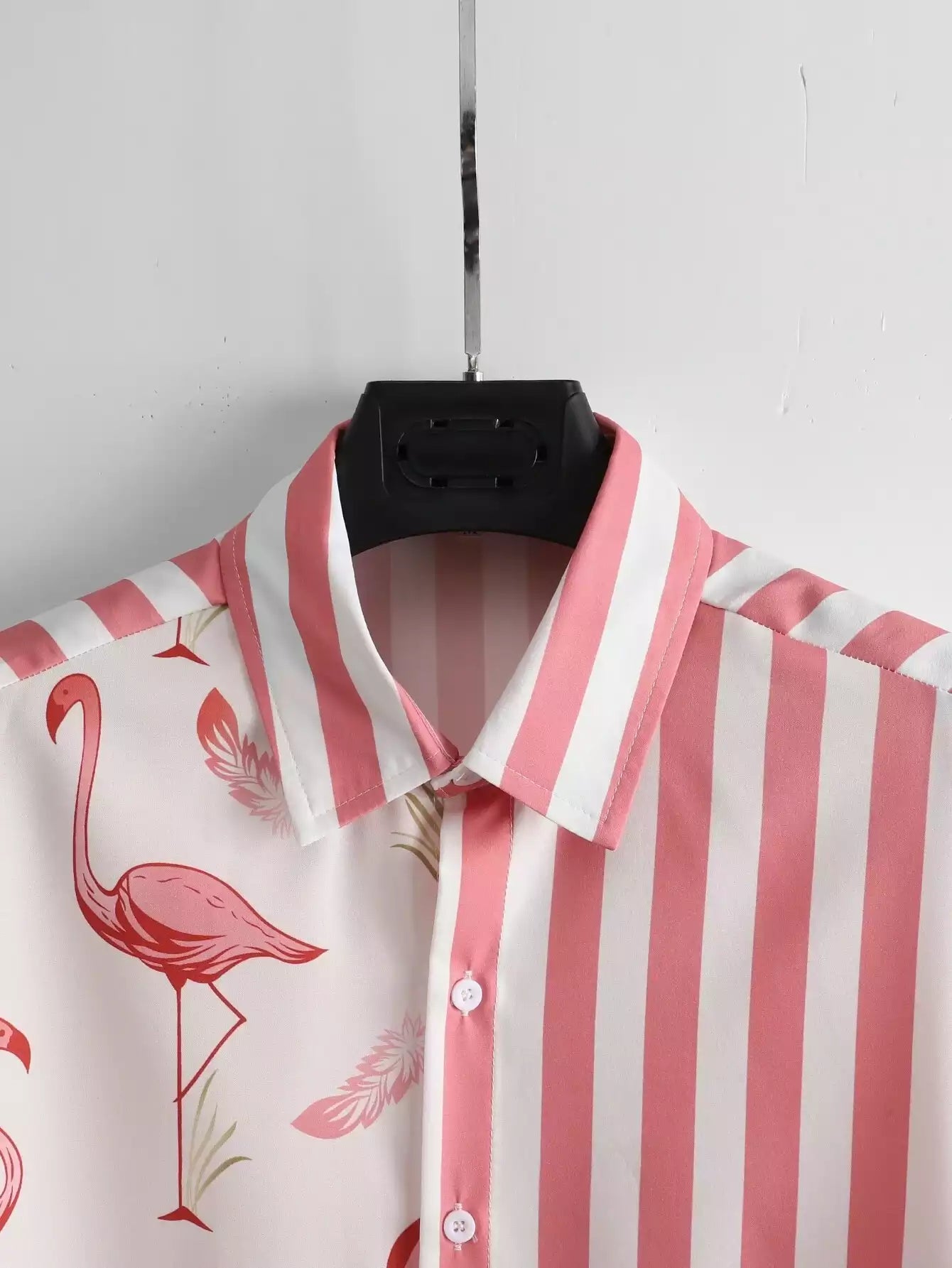 Peach Color Flamingo Design Mens Half Sleeves Cords Cotton Material