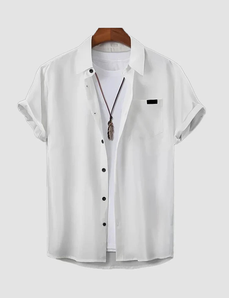 Plain White Half Sleeves Cotton Material Mens Shirt