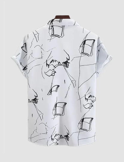 Scratch Pattern Digital Printed Half Sleeves Cotton Material Mens Shirt