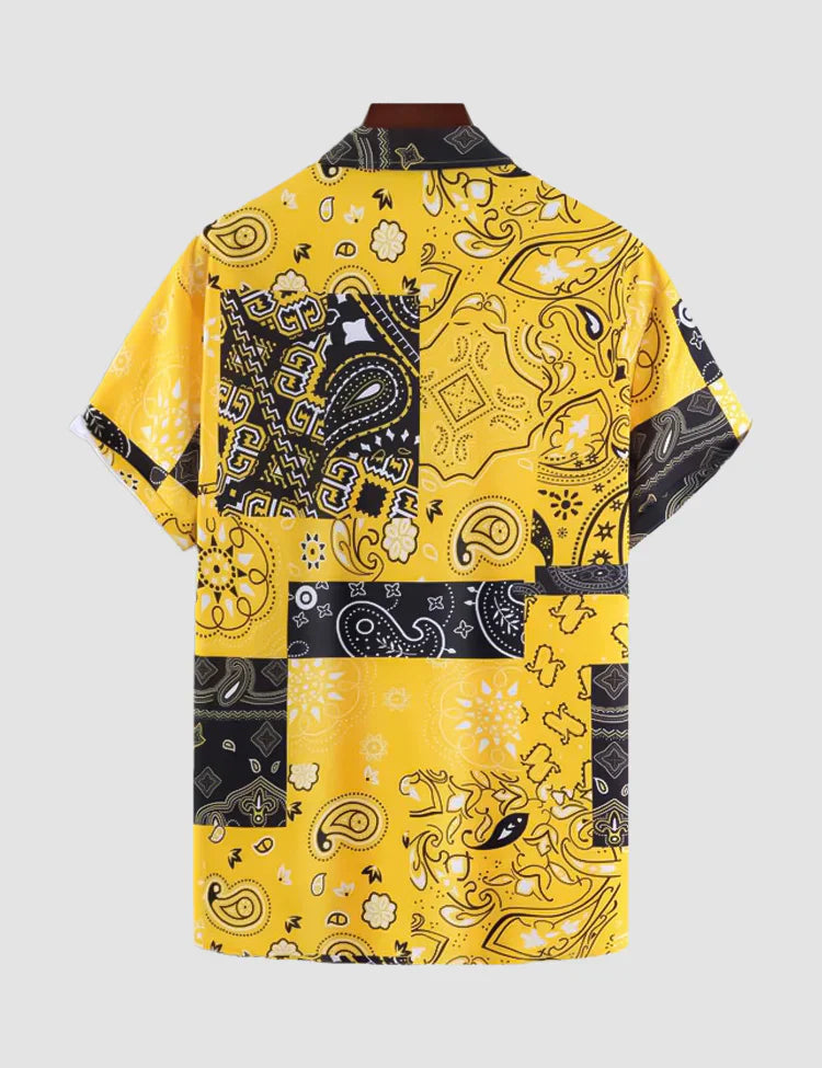 Tender Yellow Digital Printed Half Sleeves Cotton Material Mens Shirt