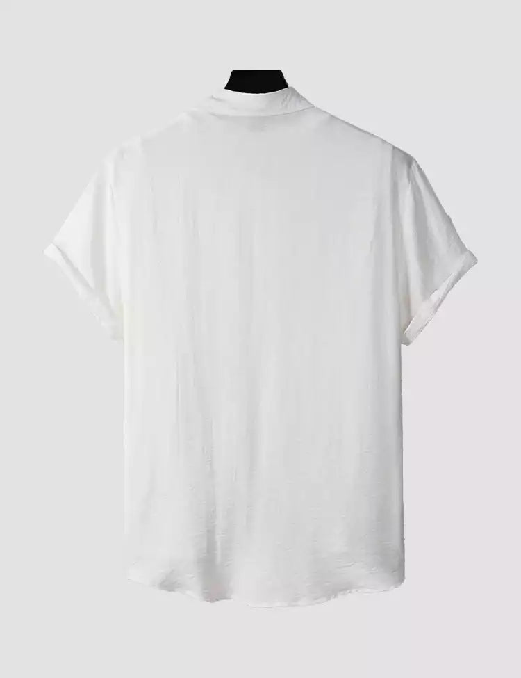 WHITE MHENDI  Design Mens Half Sleeves Cotton Shirts