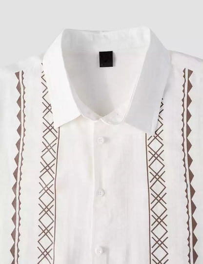 WHITE MHENDI  Design Mens Half Sleeves Cotton Shirts