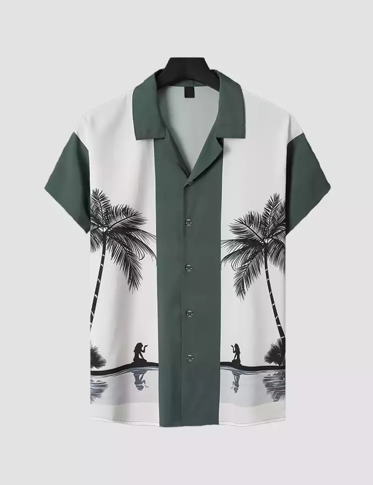 WHITE NARIYAL  Design Mens Half Sleeves Cotton Shirts