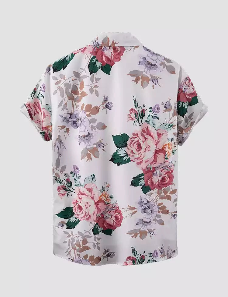 PINK ROSE  Design Mens Half Sleeves Cotton Shirts