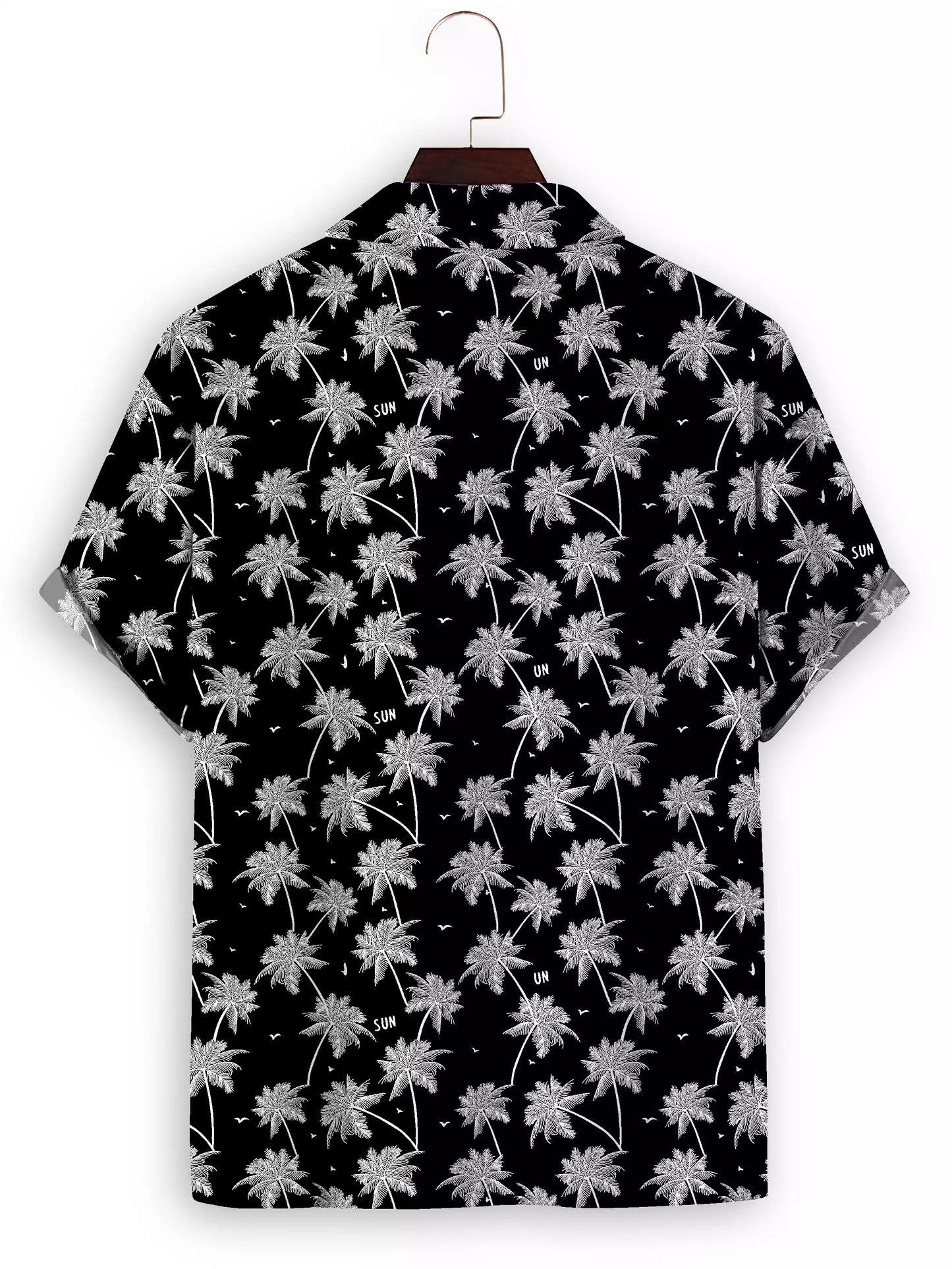 Black and White Trees Design Cotton Material Printed Beach Wear Half Sleeves Shirt for Men